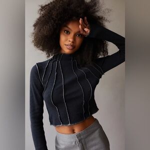 BDG Sunray Seamed Mock Neck Top